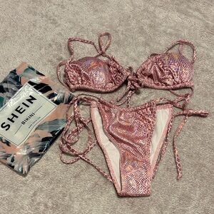 SHEIN Pink Mermaid Patterned Bikini Set